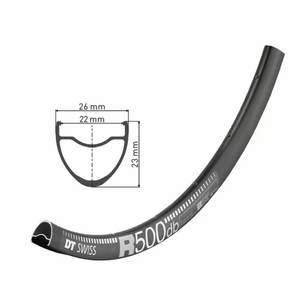 DT Swiss R500 DB Cykelfælg (28" | 622-22 | 32 Huller)