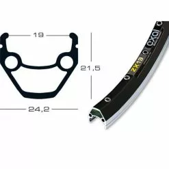 Exal ZX 19 Cykelfælg (26" | 559-19 | VL 85mm | 36 Huller | Med øskener)