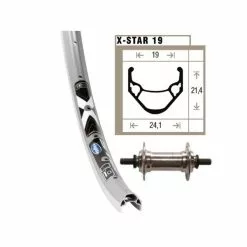 BIKE PARTS Forhjul 24x1,75 Alu Starr 36 Huller Rigida X-Star19 (sølv)