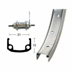 BIKE PARTS Baghjul (26" | 1,9" | RB-nav | Stål | Stift | 36 Huller | Sølv)