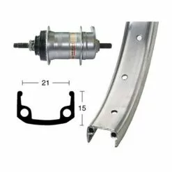BIKE PARTS Baghjul (26" | 1,9" | RB-nav | Shimano 3-speed | 36 Huller | Sølv)