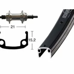 BIKE PARTS Baghjul (26" | 1,75" | 6/7-speed | Rigid | 36 Huller | Alu-Sport | Sort / Sølv)