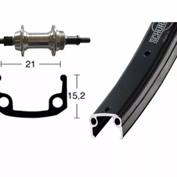 BIKE PARTS Baghjul (26" | 1,75" | 6/7-speed | Rigid | 36 Huller | Alu-Sport | Sort / Sølv)