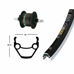 BIKE PARTS Forhjul (26" | 1,75" | Nav Dynamo DH3N31 | Stiv | Sort / Sølv)