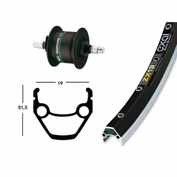 BIKE PARTS Forhjul (26" | 1,75" | Nav Dynamo DH3N31 | Stiv | Sort / Sølv)