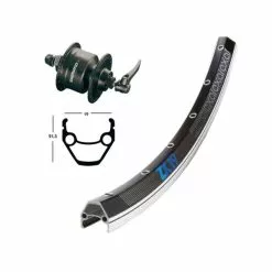 BIKE PARTS Forhjul (26" | 1,75" | Nav Dynamo 3N72 | Sort / Sølv)