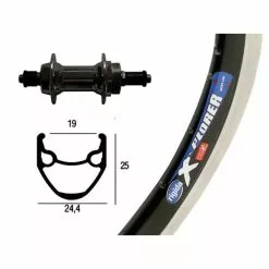 BIKE PARTS Baghjul (26" | 1,75" | 6/7-speed | 36 Huller | Rigida X-Plorer | Sølv)