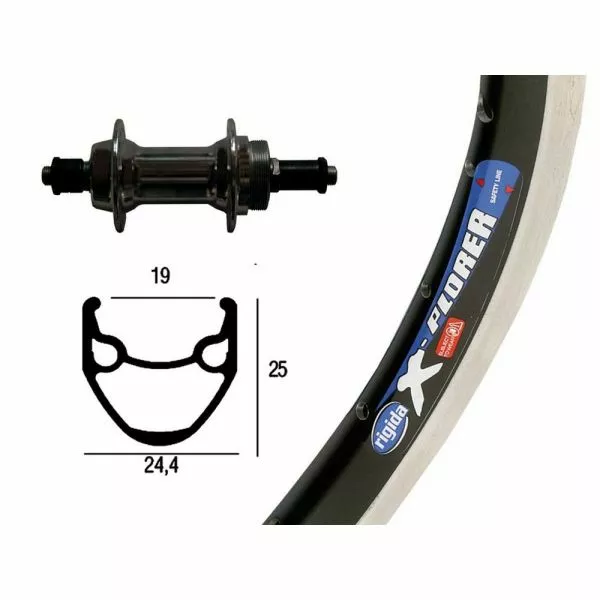 BIKE PARTS Baghjul (26" | 1,75" | 6/7-speed | 36 Huller | Rigida X-Plorer | Sølv)