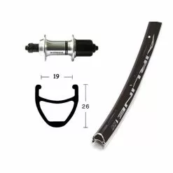 BIKE PARTS Baghjul (26" | 1,75" | TX800 | 8/10-speed | SSP | 36 Huller | Airline 1 | Sort / Sølv)