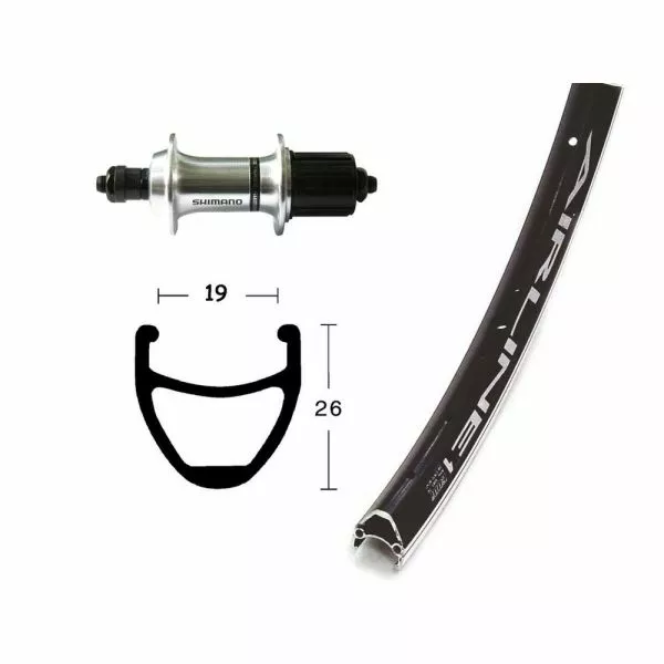 BIKE PARTS Baghjul (26" | 1,75" | TX800 | 8/10-speed | SSP | 36 Huller | Airline 1 | Sort / Sølv)