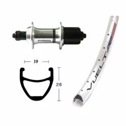 BIKE PARTS Baghjul (26" | 1,75" | TX800 | 8/10-speed | SSP | 36 Huller | Airline 1 | Sølv)